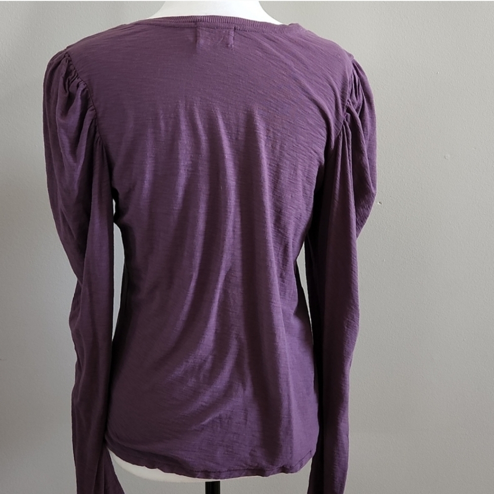 Nation Ltd. Pima Cotton Puff Sleeve Shirt Size L - Picture 3 of 11